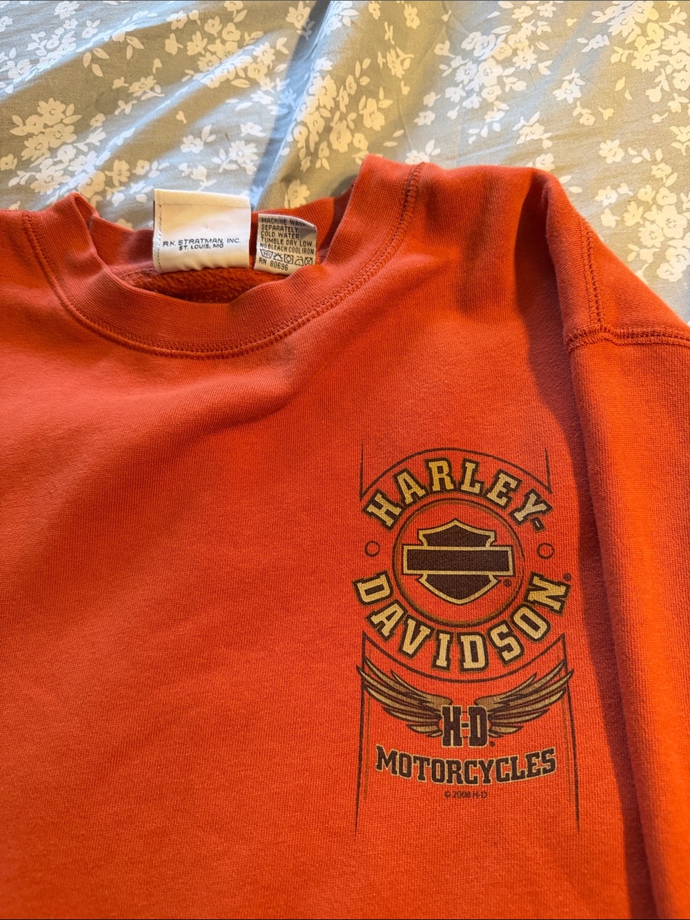 Harley-Davidson Men's Rust Orange Crewneck Sweatshirt - Picture 2 of 6